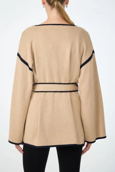 Trina Turk Wright Belted Flare Sleeve Cardigan In Brown