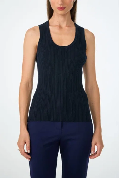 Trina Turk Gibraltar Scoop Neck Knit Tank In Blue