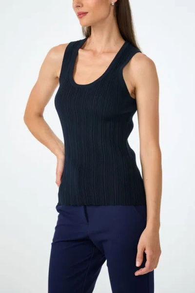 Trina Turk Gibraltar Scoop Neck Knit Tank In Blue