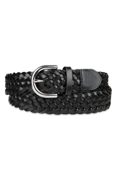 Cole Haan Braided Leather Belt In Black