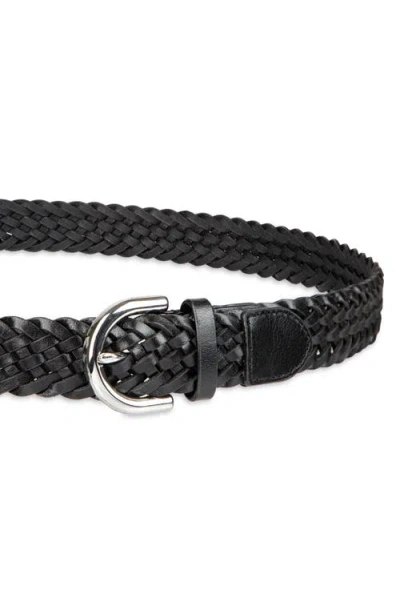 Cole Haan Braided Leather Belt In Black