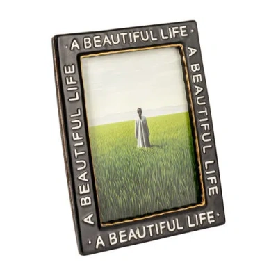 Storied Home Stoneware Photo Frame "a Beautiful Life", Black In Black