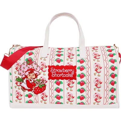 Strawberry Shortcake Lace Print Weekender Duffel Bag In White