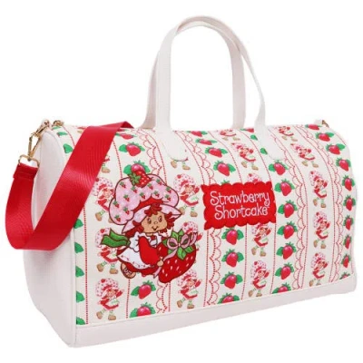 Strawberry Shortcake Lace Print Weekender Duffel Bag In White