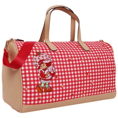 Strawberry Shortcake Gingham Weekender Duffel Bag In Red