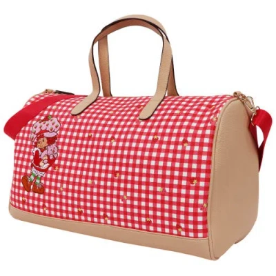 Strawberry Shortcake Gingham Weekender Duffel Bag In Red