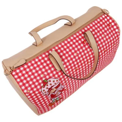 Strawberry Shortcake Gingham Weekender Duffel Bag In Red