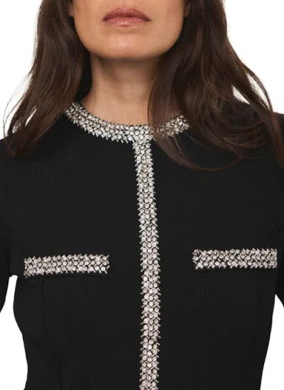 Mint Velvet Embellished Trim Mini Dress In Black