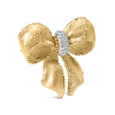 Haus Of Brilliance 18k Yellow Gold And 3/5 Cttw Diamond Bow Pin Brooch In Gold