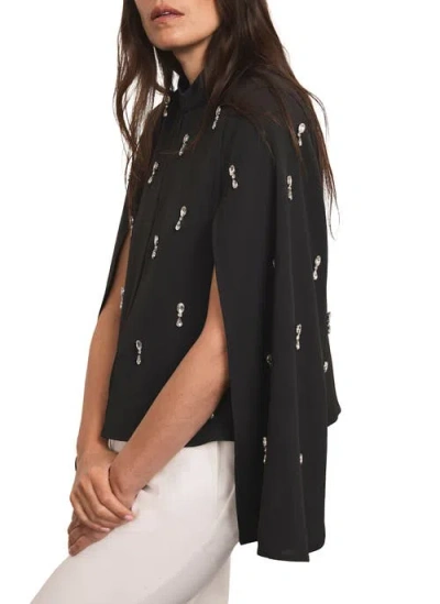Mint Velvet Embellished Cape Top In Black