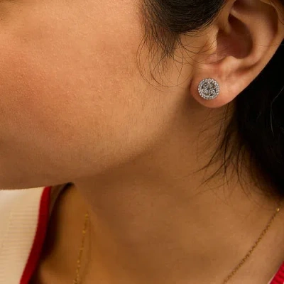 Haus Of Brilliance 14k White Gold 1.0 Cttw Diamond Cluster Button Stud Earrings In Metallic