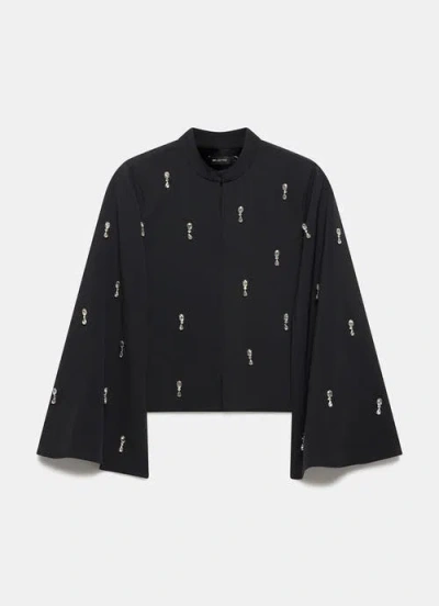 Mint Velvet Embellished Cape Top In Black