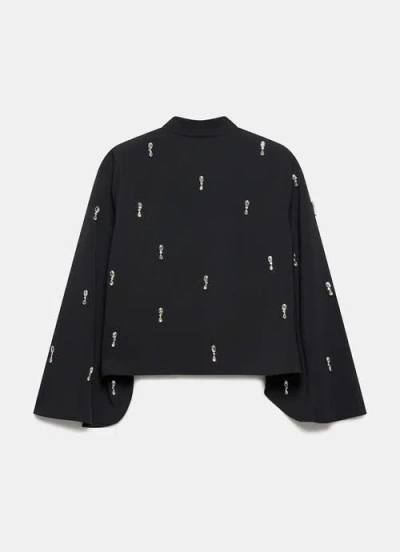 Mint Velvet Embellished Cape Top In Black