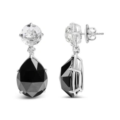 Haus Of Brilliance 18k White Gold 1/5 Cttw Diamond With Round White Topaz And 20x15mm Pear Cut Black Onyx Gemstone Dang