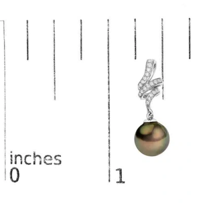 Haus Of Brilliance 14k White Gold 9mm Cultured Black Pearl And Diamond Accent Drop And Dangle Earrings In Multi