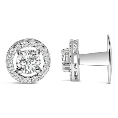 Haus Of Brilliance Men's 14k White Gold 1 3/4 Cttw Lab Grown Diamond Halo Cufflink