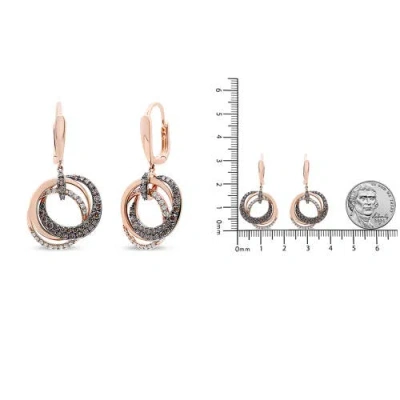 Haus Of Brilliance 14k Rose Gold 1.00 Cttw White And Brown Diamond Intertwining Hoops And Circle Dangle Earrings In Pink