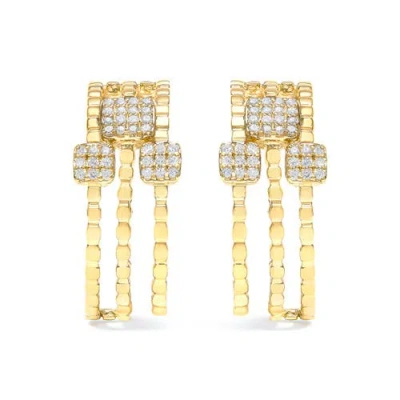 Haus Of Brilliance 14k Yellow Gold Plated Silver 1/4 Cttw Diamond Link Dangle Stud Earrings In Yellow