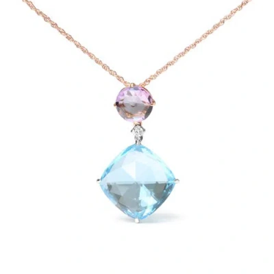 Haus Of Brilliance 18k Gold Diamond Accent Amethyst Topaz Dangle Pendant Necklace In Blue