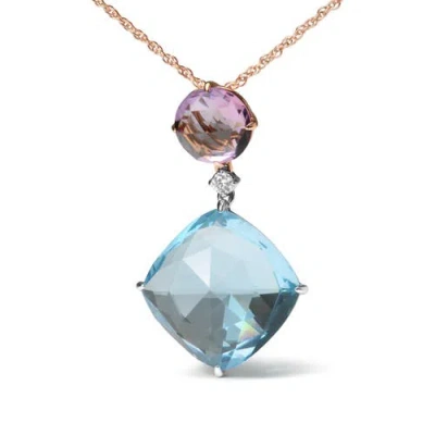 Haus Of Brilliance 18k Gold Diamond Accent Amethyst Topaz Dangle Pendant Necklace In Blue