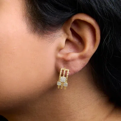 Haus Of Brilliance 14k Yellow Gold Plated Silver 1/4 Cttw Diamond Link Dangle Stud Earrings In Yellow