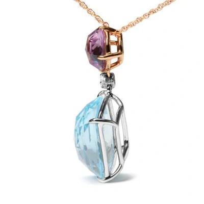 Haus Of Brilliance 18k Gold Diamond Accent Amethyst Topaz Dangle Pendant Necklace In Blue