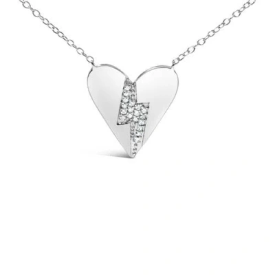 Haus Of Brilliance .925 Sterling Silver Diamond Broken Heart Pendant Necklace In Metallic