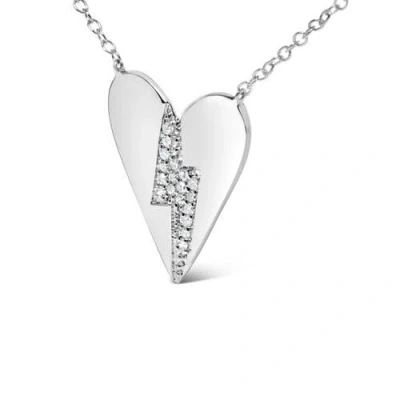 Haus Of Brilliance .925 Sterling Silver Diamond Broken Heart Pendant Necklace In Metallic