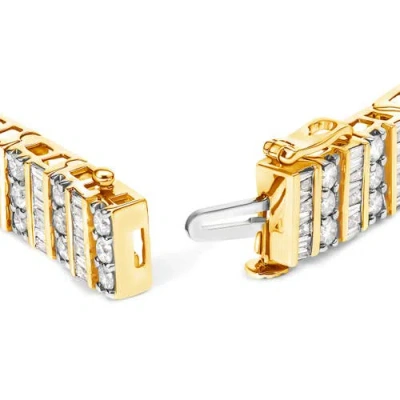 Haus Of Brilliance 14k Yellow Gold Round And Baguette-cut Diamond Bracelet In Gold
