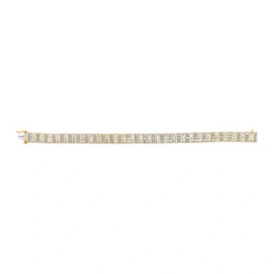 Haus Of Brilliance 14k Yellow Gold Round And Baguette-cut Diamond Bracelet In Gold