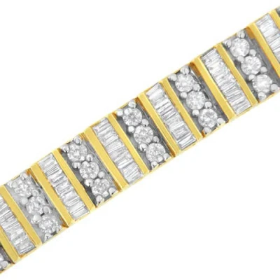 Haus Of Brilliance 14k Yellow Gold Round And Baguette-cut Diamond Bracelet In Gold