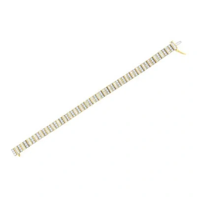 Haus Of Brilliance 14k Yellow Gold Round And Baguette-cut Diamond Bracelet In Gold