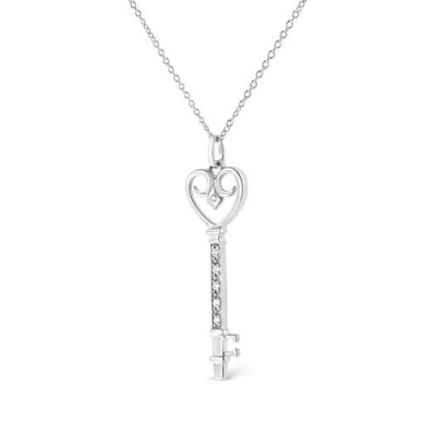 Haus Of Brilliance Silver Pave And Bezel-set Diamond Accent Key Heart And Lock Pendant Necklace In Gold