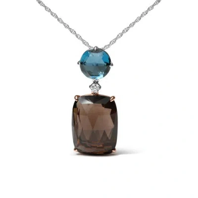 Haus Of Brilliance 18k Rose And White Gold Diamond Accent And London Blue Topaz And Cushion Cut Smoky Quartz Gemstone D In Two-tone