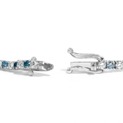 Haus Of Brilliance 14k White Gold 4.0 Cttw Alternating White And Blue Lab Grown Diamond Tennis Bracelet In Gray