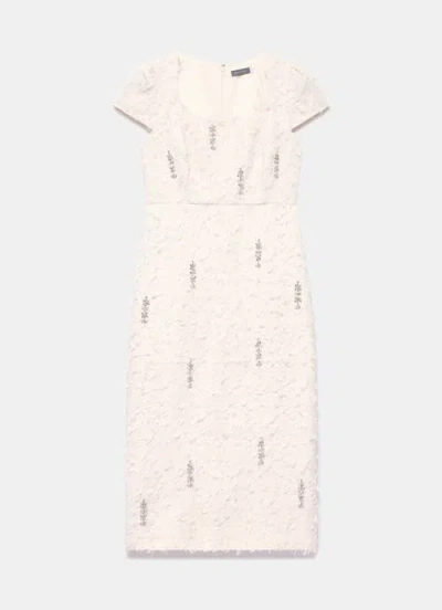 Mint Velvet Embellished Jacquard Midi Dress In White
