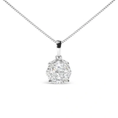 Haus Of Brilliance 14k White 1.00 Cttw Lab Grown Diamond Cluster Pendant Necklace In Gray