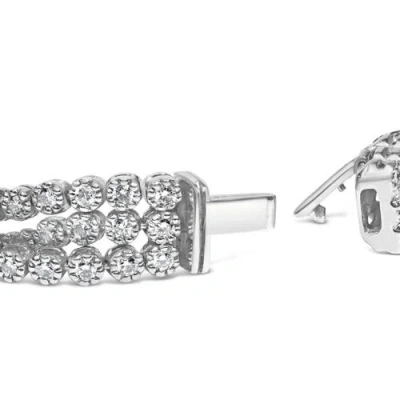 Haus Of Brilliance 18k White Gold 5.00 Cttw Diamond 3 Row Link Tennis Bracelet In Metallic
