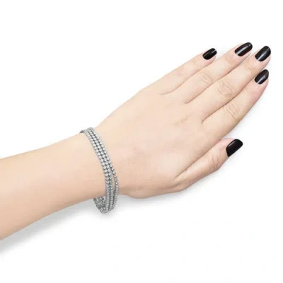 Haus Of Brilliance 18k White Gold 5.00 Cttw Diamond 3 Row Link Tennis Bracelet In Metallic