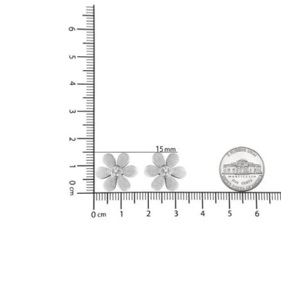Haus Of Brilliance Matte Finished .925 Sterling Silver Diamond Accent Flower Hoop Stud Earring In White