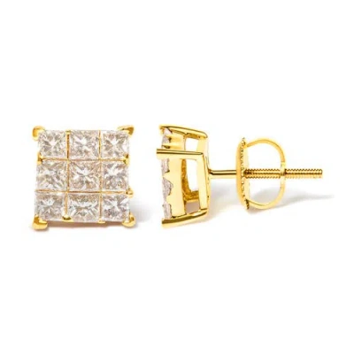 Haus Of Brilliance 14k Yellow Gold 1 1/2 Cttw Princess-cut Diamond Square Stud Earrings In Gold
