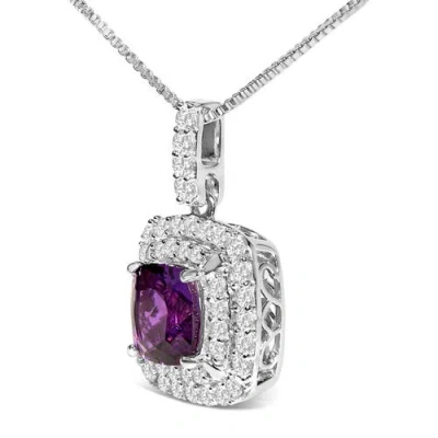 Haus Of Brilliance .925 Sterling Silver Created Purple Amethyst And White Sapphire Halo Pendant Earring Set In Metallic