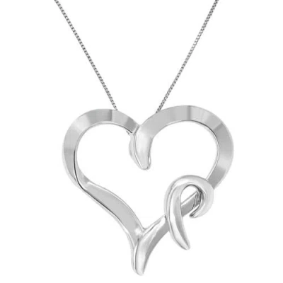 Haus Of Brilliance .925 Sterling Silver Heart Shaped Pendant Necklace In White
