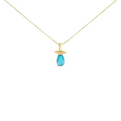 Haus Of Brilliance 14k Yellow Gold And Blue Quartz Pacifier Pendant Necklace In Gold