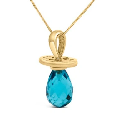 Haus Of Brilliance 14k Yellow Gold And Blue Quartz Pacifier Pendant Necklace In Gold
