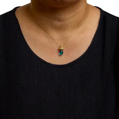 Haus Of Brilliance 14k Yellow Gold And Blue Quartz Pacifier Pendant Necklace In Gold