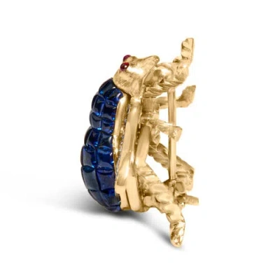 Haus Of Brilliance 18k Yellow Gold 3/8 Cttw Diamond And 5 4/5 Cttw Blue Sapphire Bumblebee Brooch Pin