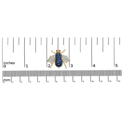 Haus Of Brilliance 18k Yellow Gold 3/8 Cttw Diamond And 5 4/5 Cttw Blue Sapphire Bumblebee Brooch Pin
