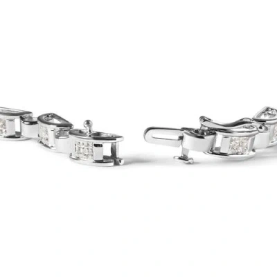 Haus Of Brilliance 14k White Gold 1.00 Cttw Princess-cut Diamond Link Bracelet In Metallic
