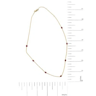 Haus Of Brilliance 14k Yellow Gold Bezel Set 4x3 Mm Oval Red Ruby Station Necklace In Gold